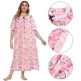 thumbnail image 3 of WBQ Plus Size Women Floral Nightgown,Square Neck Sleepwear Casual Nightshirt With Lace Trim,Long Nightdress House Dress XL-5XL, 3 of 9