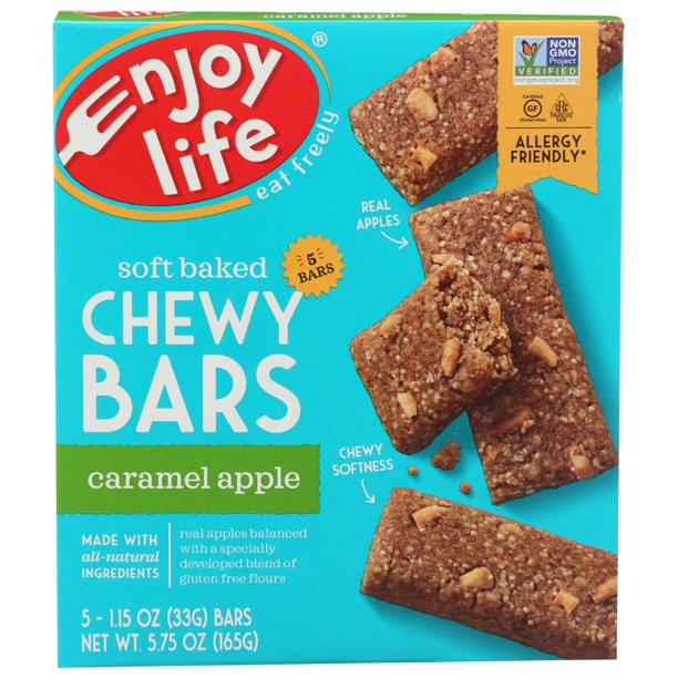 Enjoy Life Caramel Apple Soft Baked Chewy Bars, Nut Free Bars, 5 Count