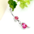 thumbnail image 5 of Ruanlalo Shiny Rhinestone Dangle Love Heart Barbell Navel Belly Bar Button Ring Piercing Sapphire Blue, 5 of 6