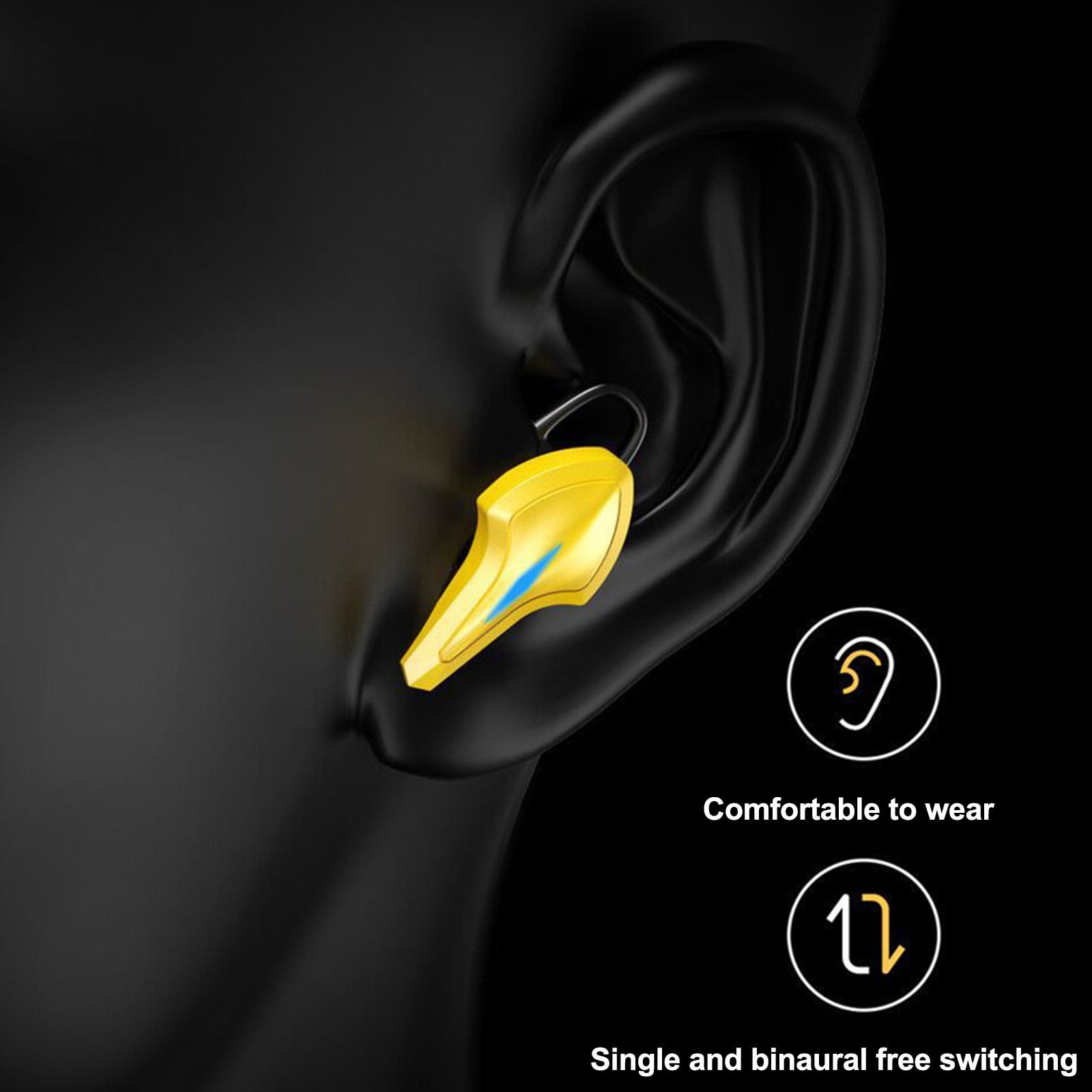 Go Air Pop True Wireless Bluetooth Earbuds & Charging Case - Black, Dual Connect, IPX4 Sweat Resistance, Bluetooth 5 Connection, 3 EQ Sound Settings Signature, Balanced, Bass Boost - Yellow