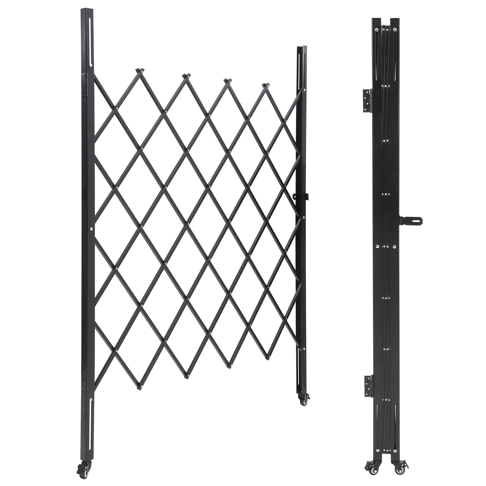 Double Folding Door Gate with Casters Steel Accordion Security Gate 360°Rolling Security Gate with Locking Accordion Garden Yard Fence Portable Dog Gates