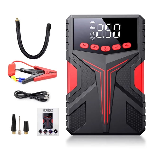 1500A 12V Car Jump Starter with 150PSI Air Compressor, 8000mAh Portable Power Bank, LED Flashlight & SOS Mode - Heavy-Duty Jump Box for Up to 6.5L Gas/4.0L Diesel Engines, Includes Thickened Regular
