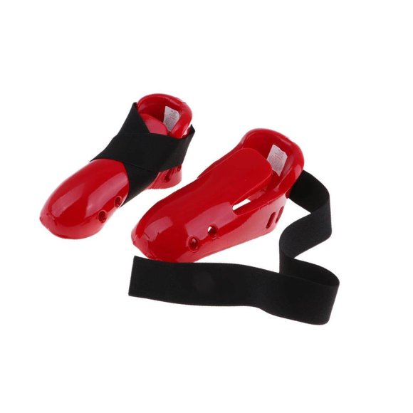 kurtrusly Sparring Protection Karate Shoes Gear Sliding Gear Fixation Flexible Sparring PU Taekwondo Foot Guard Sponge Blue S Red S
