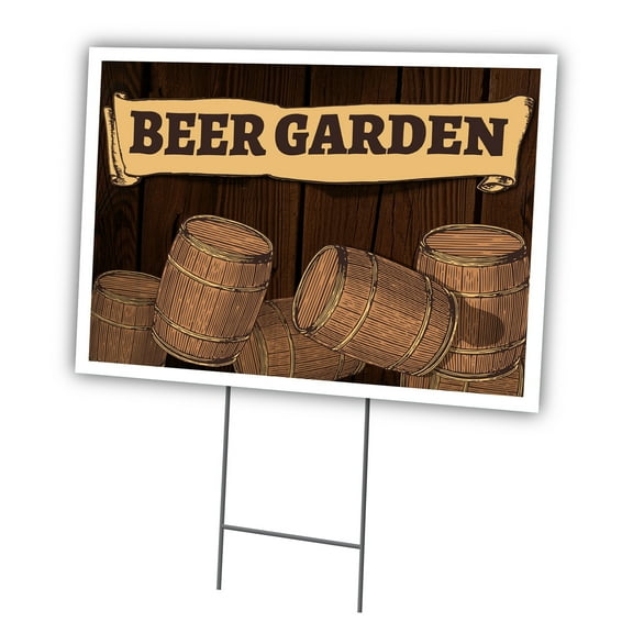 Beer Garden 18" X 24" Yard Sign & Stake | Advertise Your Business | Stake Included Double Sided Image | Made in The USA