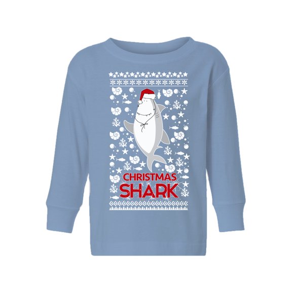 Awkward Styles Christmas Long Sleeve Shirt for Boys Girls Toddler Shark Xmas Pattern Shirt