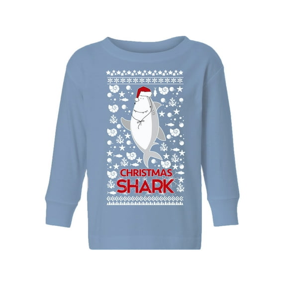 Awkward Styles Toddler Christmas Sweater Long Sleeve Toddler Christmas Shirt for Boys Girls Shark in Hat Sweater