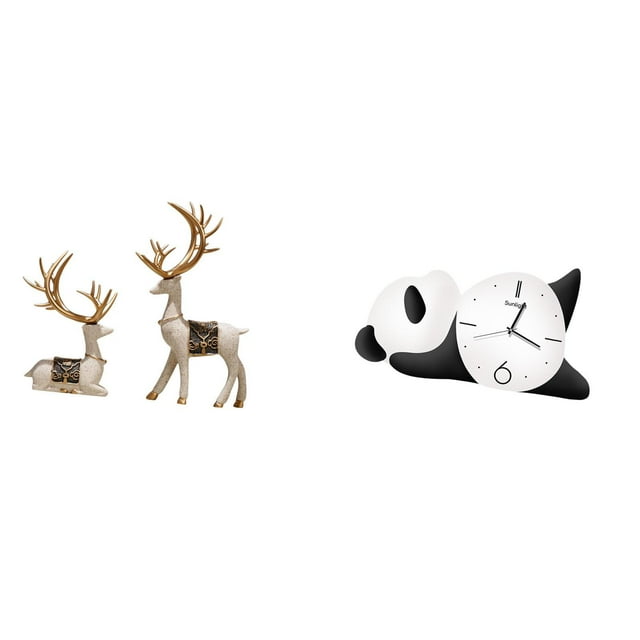 Figuras De Reno Panda Sentado Y De Pie, Estatuas De Ciervo, Modernos Y Bonitos Adornos De Reloj De Pared Para Sala De Estar, Oficina, Decoración Del Hogar.