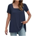 thumbnail image 4 of Aloohaidyvio Womens Plus Size Summer Shirt Casual Square Neck Petal Short Sleeve Tunic Top Blouse, 4 of 5