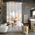 thumbnail image 2 of No Hook Shower Curtain with Snap in Liner, Pastoral Flower White Floral Waterproof Fabric Bathroom Curtain Mesh Top Window, Vintage Magnolia Oil Painting Art Shower Curtains 36x72in, 2 of 9