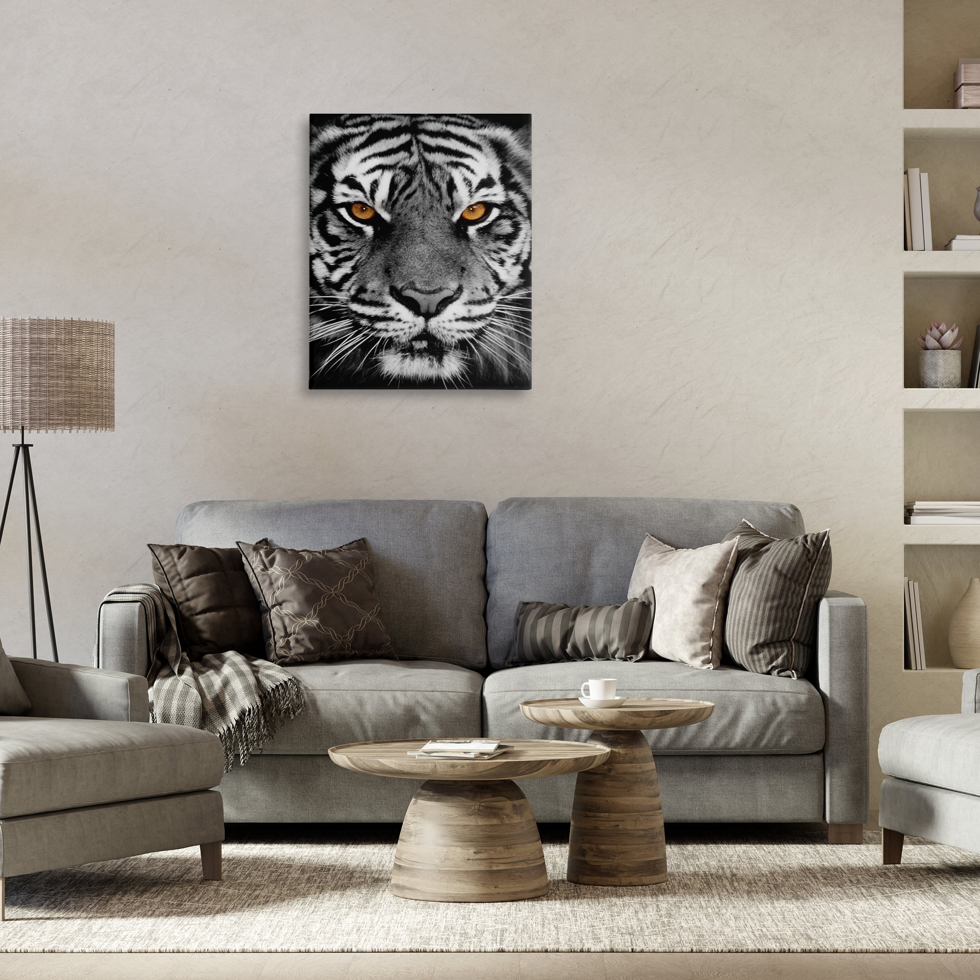 Stupell Industries Fierce Eyed Tiger Animals Painting Wrapped Canvas Art Print Wall Art, 24 x 30