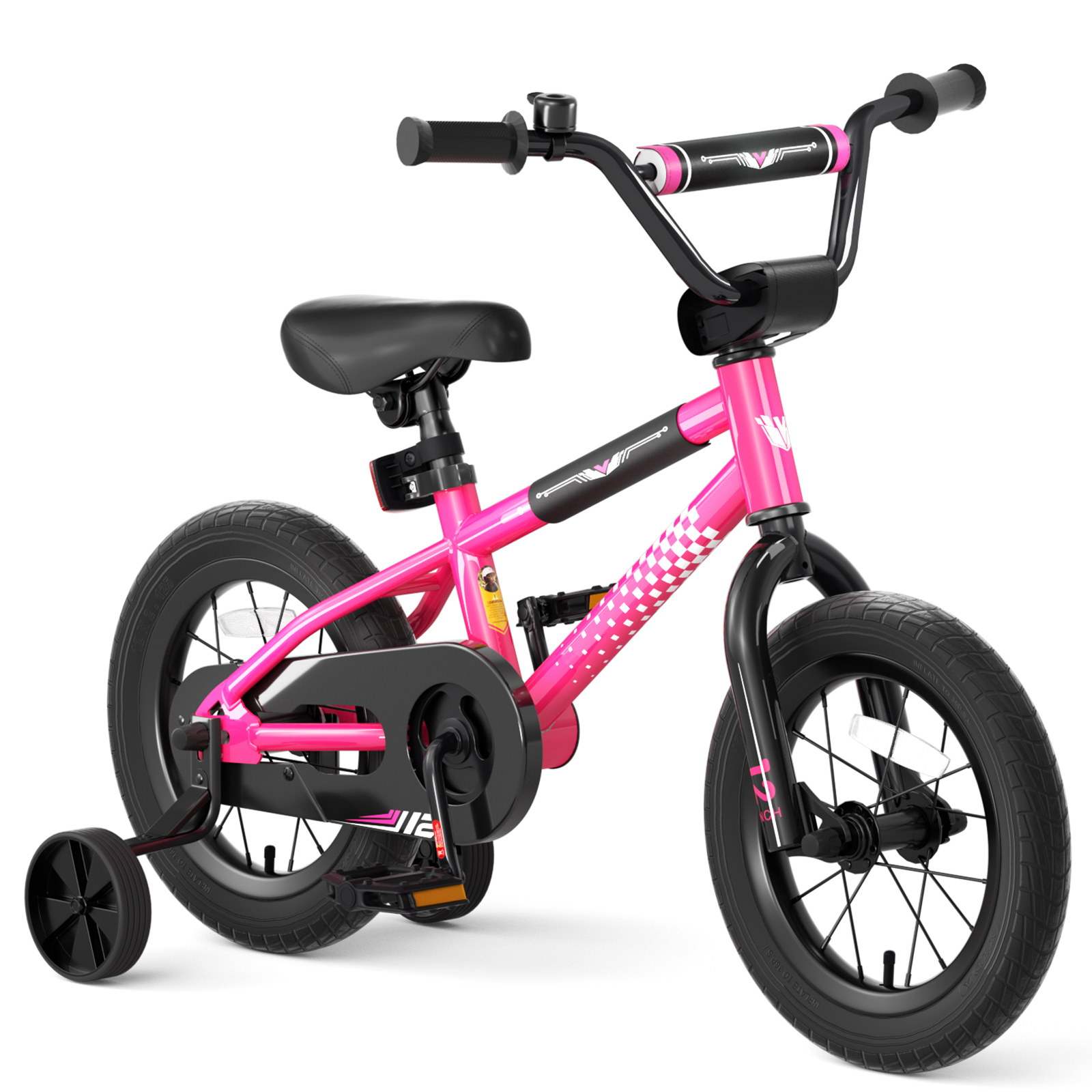 Korimefa Kids Bike, 12 inch Kids Bike BMX Style Bicycle with Training Wheels Coaster Brake for 2 3 4 Years Old Toddlers Boys Girls Multiple Colors (Pink)