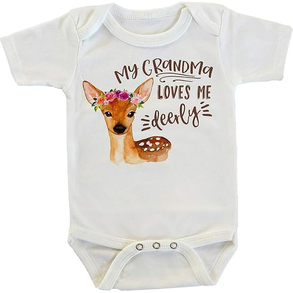 My Grandma Loves Me Deerly Woodland Animals Onesie/Bodysuit