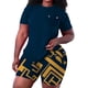 thumbnail image 1 of Gibobby Blusas De Manga Larga Conjuntos de entrenamiento para mujer, conjuntos casuales a juego de 2 piezas, conjunto de pijama con pantalones cortos de Yoga de cintura alta y corto（Azul， S), 1 of 5