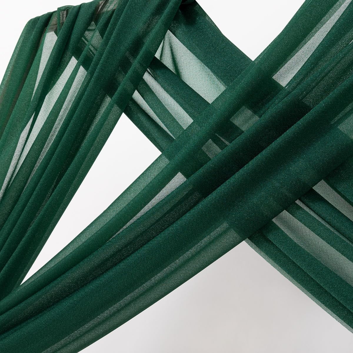 Emerald Green Wedding Arch Draping Fabric 2 Panels 29" x 20 FT Extra Long Gauze Drapes Sheer Backdrop Curtains 6.6 Yards Outdoor Drapery for Ceremony Party Ceiling Decoration