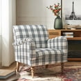 thumbnail image 3 of Modern Plaid Accent Chair Upholstered Black Armchair Adult Home Bedroom Living Room, 3 of 8