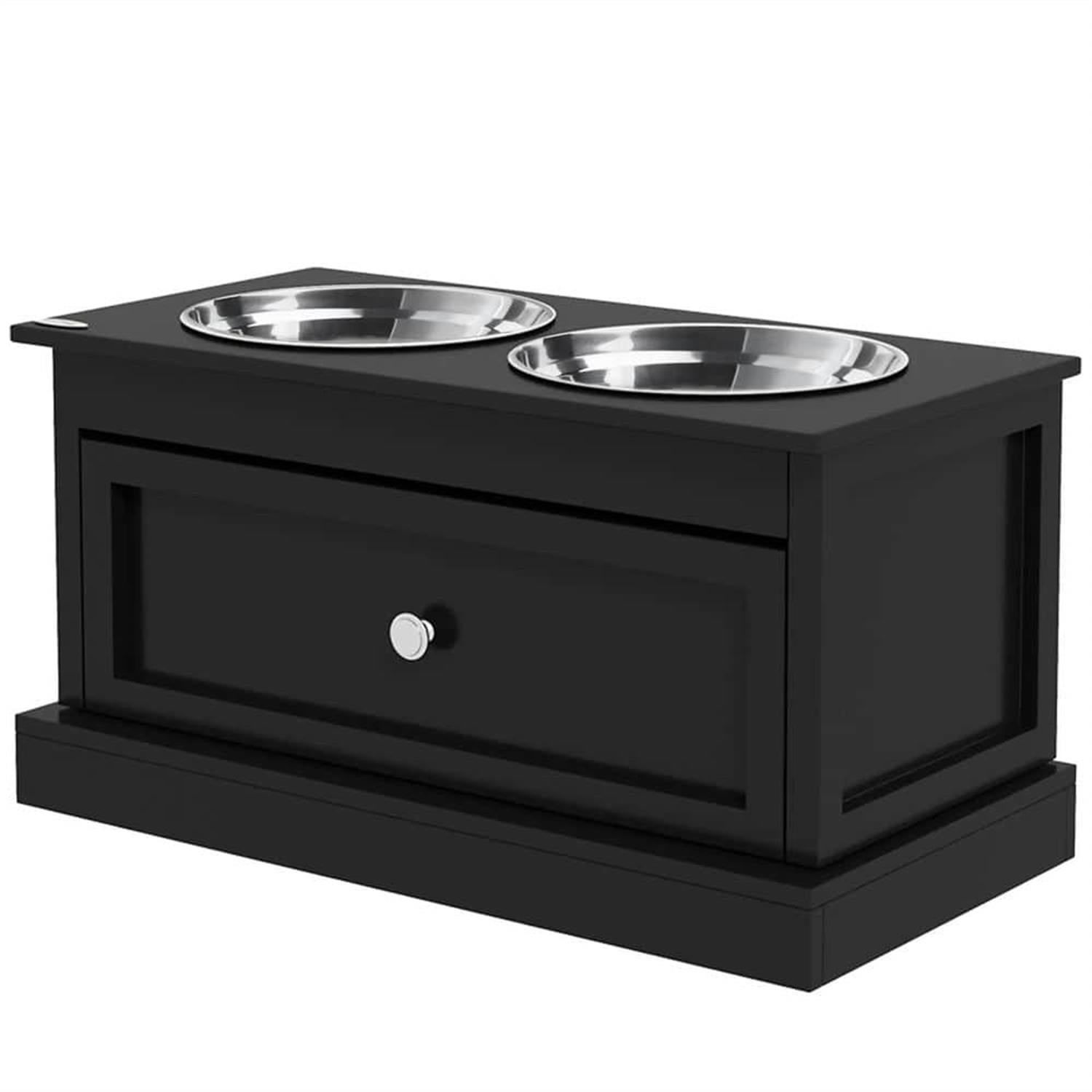 Kadyn Elevated Dog Bowl Stand with Storage, Large Pet Feeding Station, 11L Capacity, Raised Dog Bowl for Indoor Pet Feeding, Black