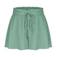 thumbnail image 6 of Wyobmus Women's Flowy Shorts Summer Comfy Culottes Shorts High Elastic Waist Wave Wrinkle Wide Leg Shorts Mint Green, 6 of 8