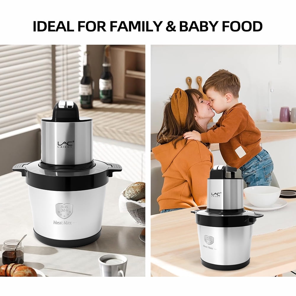LAC LAICHY 3-Speeds 24 Cup Large Electric Meat Grinder,Electric Chopper,Food Processor with 4- Stainless Steel Blades,1500W High power Copper Motor For Meat,Baby Food,Black