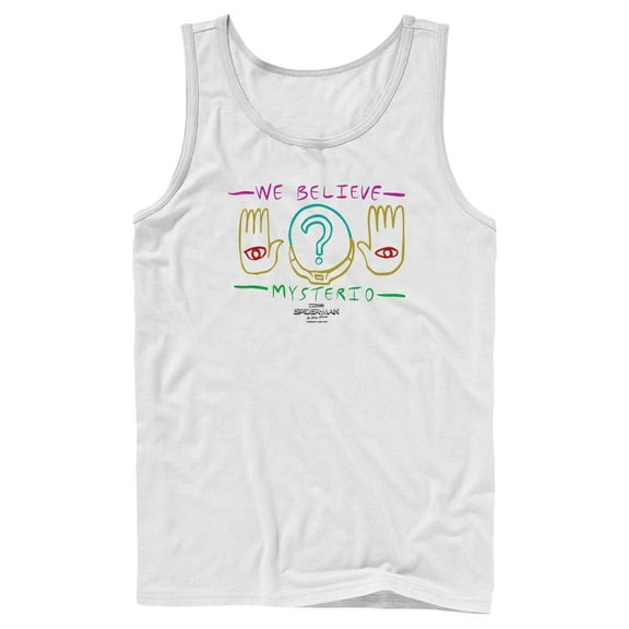 Men's Marvel Spider-Man: No Way Home We Believe Mysterio Hands  Tank Top White Small