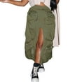 thumbnail image 2 of Vedolay Summer Skirts For Women Women's High Waist Button Casual Mini Cargo Skirt with Pockets,Green XL, 2 of 4