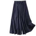 thumbnail image 2 of Delayuji Womens Cotton Linen Pants Casual Elastic Waist Wide Leg Pants Loose Slimming Ankle Length Pants Summer Trendy, 2 of 5