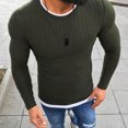 thumbnail image 3 of SPRING PARK Men's Autumn Winter Solid Color O Neck Long Sleeve Knitted Pullover Slim Thin Sweater, 3 of 4