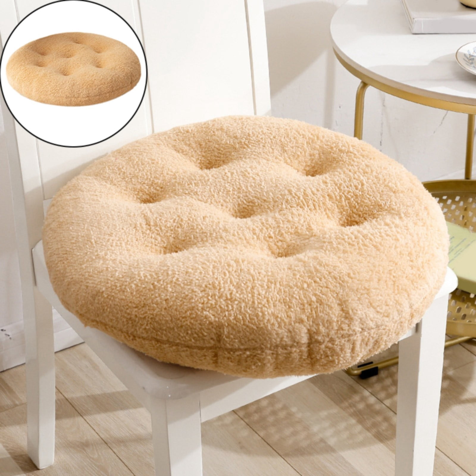 Coussins De Chaise Ronds En Peluche - 16 Pouces, Antidérapants, Pour Chaises De Salle à Manger Ou Bureau