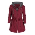 thumbnail image 1 of ERFCXS Veste Polaire Douce à Fermeture Éclair Classique pour Femmes Mode Patchwork d'Hiver à Capuche Espace Plus Épais Manteau en Coton Veste Polaire Rouge L, 1 of 7