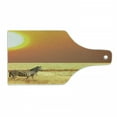 thumbnail image 1 of Safari Cutting Board, Zebra at Sunset on Grass Mammal Culture Tropical Lands Photo, Decorative Tempered Glass Cutting and Serving Board, Wine Bottle Shape, Yellow Orange Black, by Ambesonne, 1 of 1