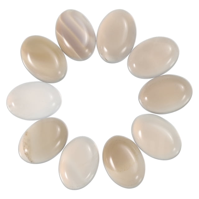 Piedra Ovalada Ágata 14mm x 10mm Plano Espalda Cristal para Joyería DIY 10uds Transparente Gris