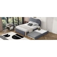 thumbnail image 3 of DreamBuck Full Size Upholstered Platform Bed Frame with Trundle, Modern Bed Frame with Cloud Shaped Headboard and Wood Supporting Feet, Full Size Bed Frame for Kids, Boys, Girls, No Box Spring Needed, 3 of 9
