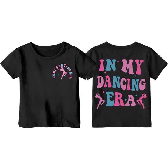 Hihipz Toddler Girls Graphic Tshirt Dancing Letter Print Short Sleeve Crewneck Soft Daily Casual Tee