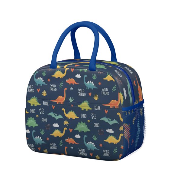 Womens Dinosaur Pattern with Text Elements Lunch Box for Work,Insulated Lunch Bag for Women,Loncheras Para Mujer,Leakproof Adult Lunch Bag for Work,Beach,Travel,Picnic,Camping