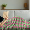 thumbnail image 3 of Abstract Soft Flannel Fleece Throw Blanket, Argyle Inspired Classic Print in Lively Tones, Cozy Plush for Indoor and Outdoor Use, 50" x 60", Pink Lime Green, by Ambesonne, 3 of 5