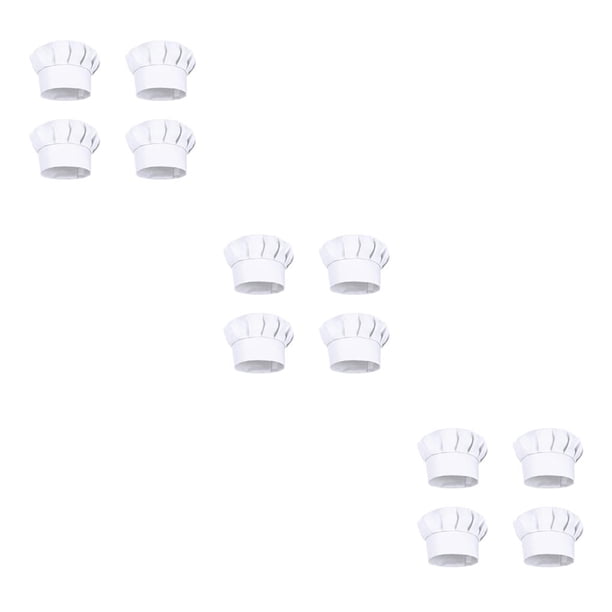Sonducket 4Pcs Kids White Chef Hats Elastic Costume Children Caps Cake Household Funny Cooking Kindergarten Toy Professional BBQ Hat Type1