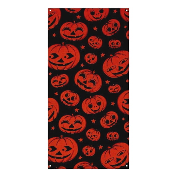 Scary Horror Door Curtain with Skeleton and Bat Pattern - 35.4x70.8 Inch Halloween Door Cover Decorations