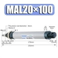 thumbnail image 4 of Pneumatic Cylinder Series Mini 16/20/25/32mm Bore 25/50/75/100/200/300/400/500mm Stroke Single Lever Pneumatic Air Cylinder ,Easy Operate, 4 of 5