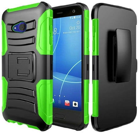 Kaleidio Case For HTC U11 Life [Dual Form] Rugged Holster [Swivel Belt Clip][Shock Absorption] Dual Layer Hybrid [Kickstand] Armor Cover w/ Overbrawn Prying Tool