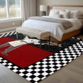 thumbnail image 5 of Abstract Large Area Rugs 5x8 ft Cartoon Style Chef Bread White Black Checkered Border Washable Rug Non Slip Indoor Carpet Absorbent Floor Mat for Living Room Bedroom Dining Room, 5 of 9