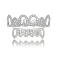thumbnail image 3 of QQTDFG 14K Gold Plated CZ Teeth Grillz Hip Hop Top Bottom Mouth Silver Grill Set Custom-Style E-Silver-Top, 3 of 9