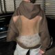 thumbnail image 5 of Womens Oversized Sweatshirts Crystal Mesh Back Hoodie Fashion Pullover Hoodie with Pockets Fall Winter Clothes White XXL, 5 of 5