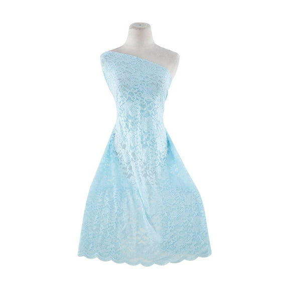 Zelouf Foil Scallop Stretch Lace  , Sewing, DIY, Crafts Fabric by the Yard, Blue Pearl, 3 Yard