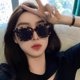 thumbnail image 2 of Gafas De Sol Cremosas Blancas Para Mujer Cuadradas De Marco Grande Negro Leopardo Gao Jiahui unisex, 2 of 2
