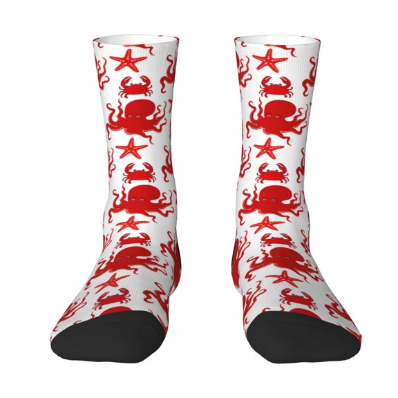 Uemuo Octopus Pattern Women's Crew Socks, Soft Durable Breathable Moisture-Wicking with Odor Control Cotton socks