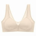 thumbnail image 3 of Swuxness Women's Thin Push Up Wireless Bra, Women's Front Closure Bra, Women's Solid Color Wide Straps Support Everyday Bra with Side Coverage Beige, M, 3 of 5