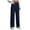 Navy, variant on DuoJiaJ Women's Work Pants High Elastic Waisted Trousers Straight Wide Leg Pants Button Down Casual Trousers With Pockets Lightweight Travel Casual Pants for Women