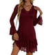 thumbnail image 3 of TaTaai V-Neck Lace Long Sleeve Dress Women's Midi Knee Length Stretchy Elegant Casual Party Dress Vacation Commute Summer Wear Gift, 3 of 6