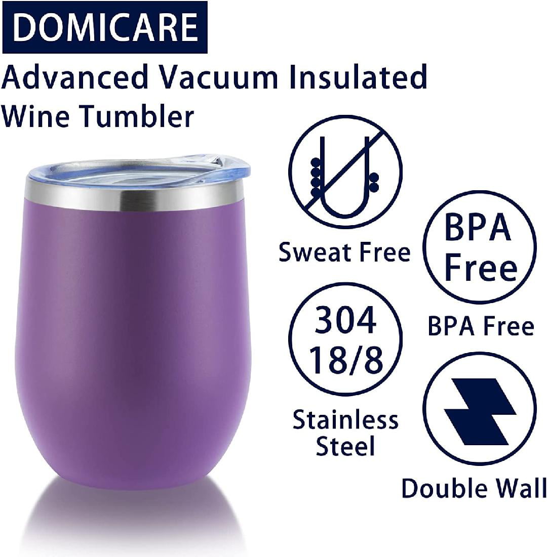 DOMICARE Stainless Steel Wine Tumbler Bulk with Lid,  Personalized White Insulated Tumblers Set, 12oz Travel Coffee Cups Pack of  1: Tumblers & Water Glasses