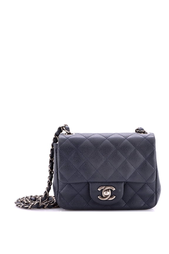 Pre-Owned Square Classic Single Flap Bag Quilted Caviar Mini By Rebag