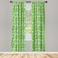 thumbnail image 3 of Ambesonne Green Curtains, Doodle Style Alien Frogs, Pair of 28"x63", Green, 3 of 5